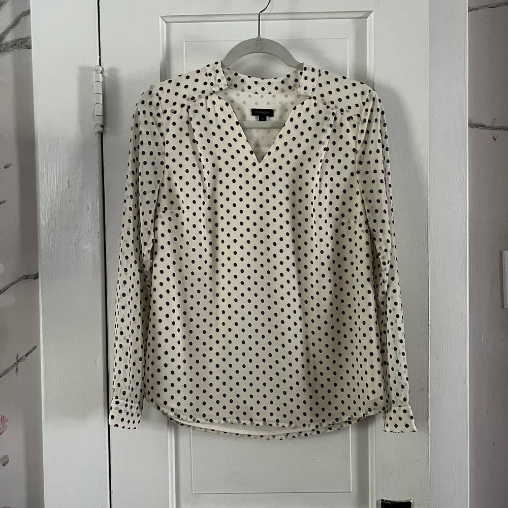 Talbots Black and White Polka Dot Blouse